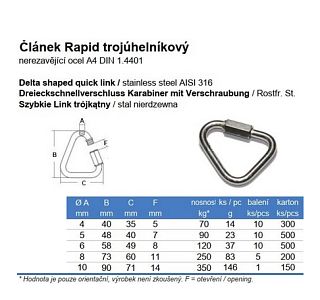 Článek Rapid trojúhelníkový, nerez A4