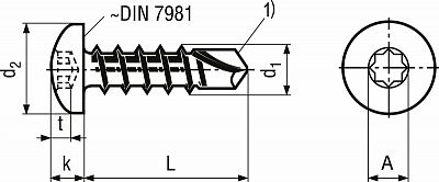 DIN 7504N torx výkres