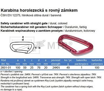 Karabina horolezecká, rovný zámek