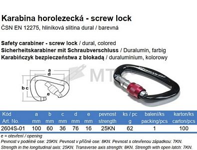 Karabina horolezecká, šroubovací zámek