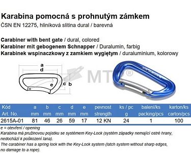 Karabina pomocná, prohnutý zámek
