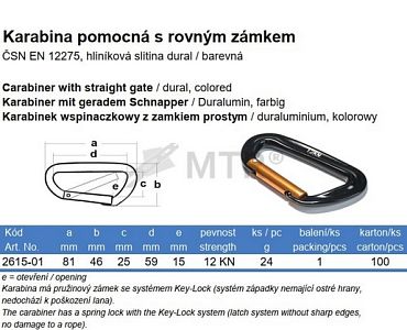 Karabina pomocná, rovný zámek