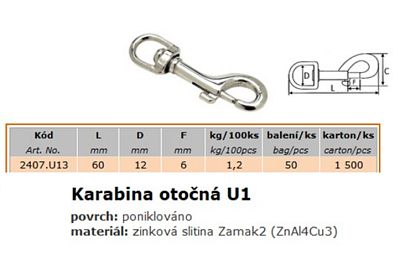 Karabina U1 13mm otočná