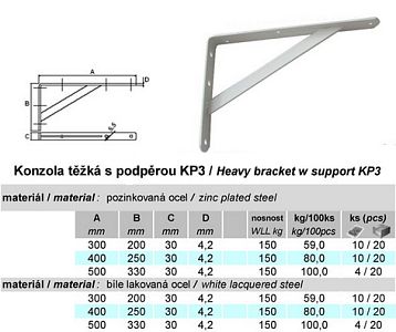 Konzole s podpěrou zátěžová KP3