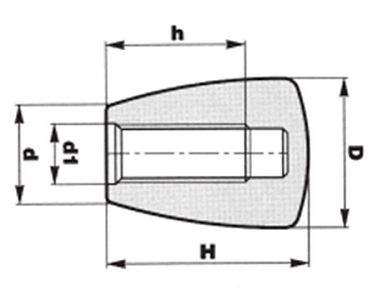 Kuželová rukojeť s plastovým závitem Série P062