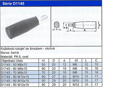 Kuželová rukojeť se šroubem - otočná Série D1145