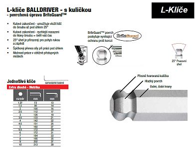L-klíč imbus s kuličkou BONDHUS  extra dlouhý