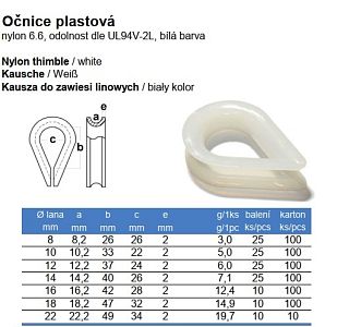 Lanová očnice plastová