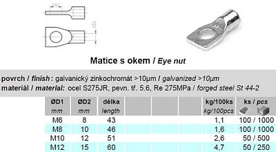 Matice s okem (trubkový závěs)