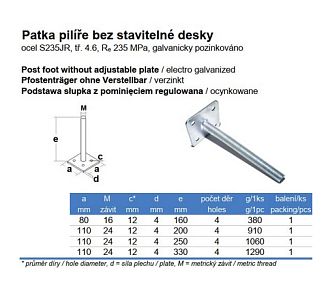 Patka pilíře bez vrchní desky