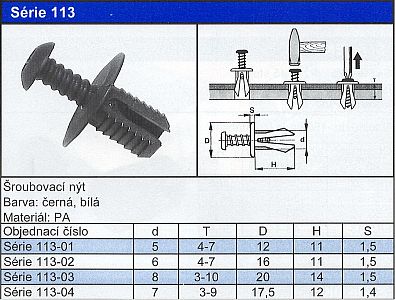 Plastový nýt šroubovací Série 113