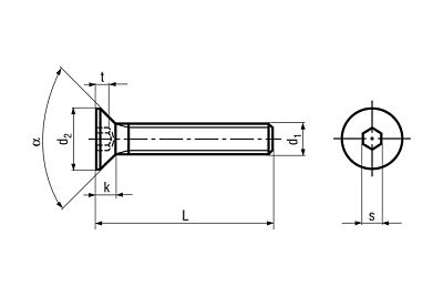 Šroub TORX zápustná hlava DIN 7991 nerez - černěno