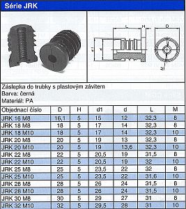 Záslepka do trubky s plastovým závitem Série JRK