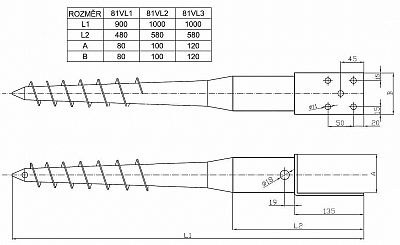 Zemní vrut s patkou tvar L