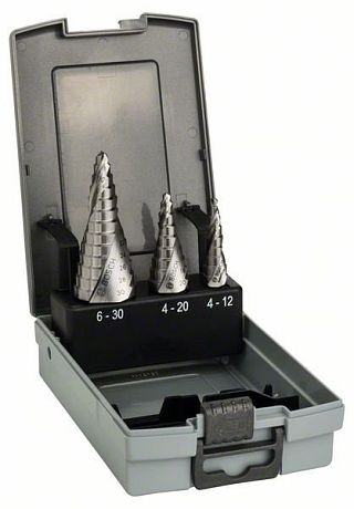 Sada vrtáků stupňovitých kobaltových HSS-Co 4-30 mm (3 ks)