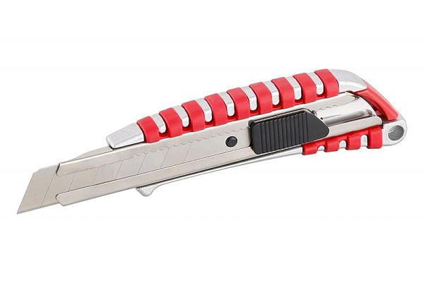 Nůž odlamovací ALU stříbrno-červený 18mm tlačítková ar. 