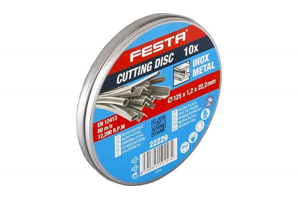 Kotouč řezný FESTA na kov 125x1. 2x22. 2mm plechový box 10ks