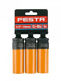 Hlavice na kola FESTA CrMo 1/2&quot; 19mm 3ks
