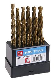 Sada HSS TITAN vrtáků 1-10mm (po 0. 5mm) 19ks plast