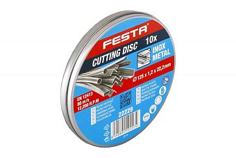 Kotouč řezný FESTA na kov 125x1. 2x22. 2mm plechový box 10ks